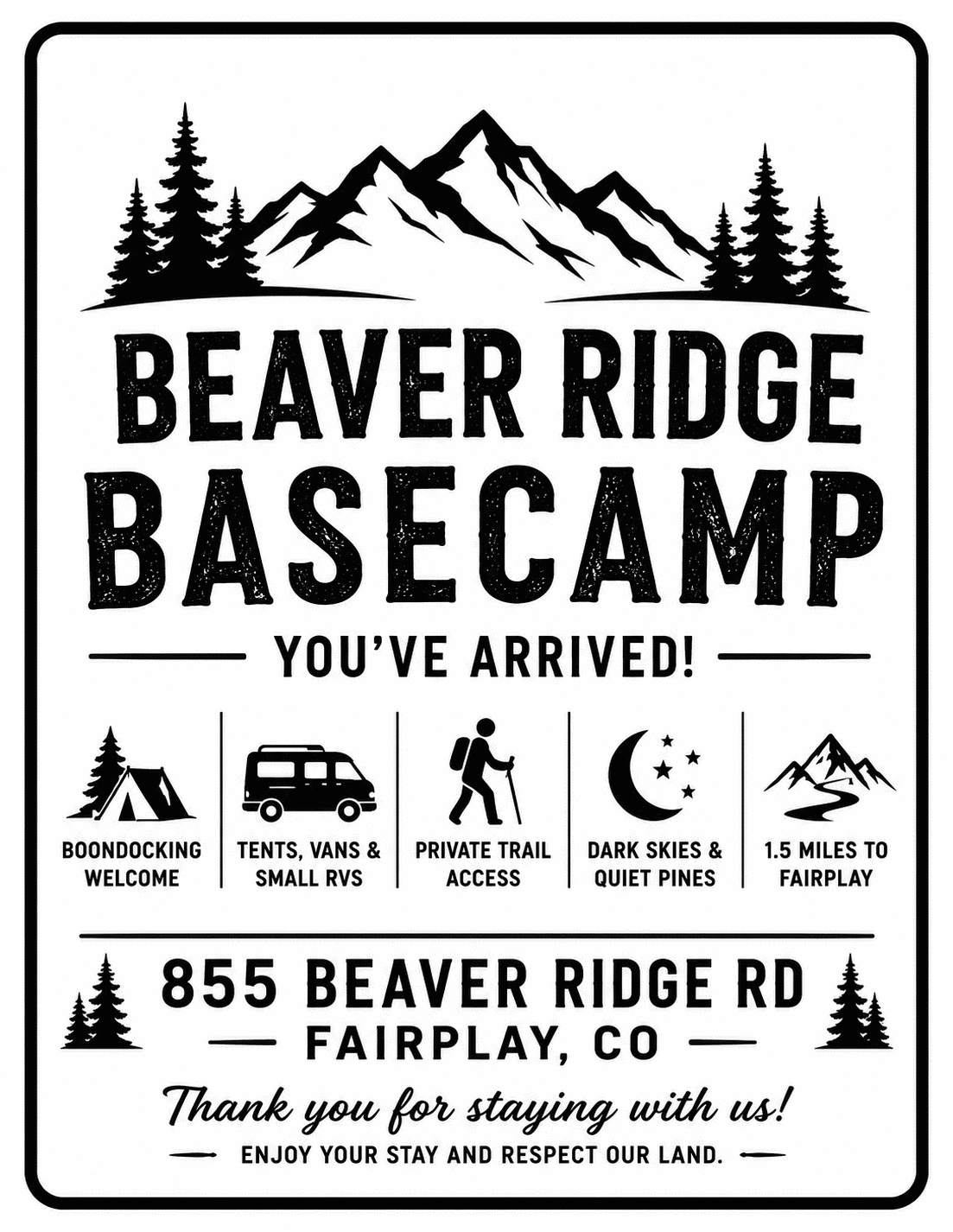 Beaver Ridge Basecamp - Entrance Sign